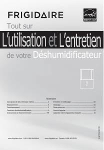 Mode d’emploi Frigidaire FFAP5033W1 Déshumidificateur