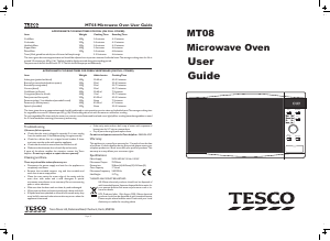 Manual Tesco MT08 Microwave