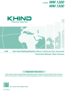 Manual Khind WM1200 Washing Machine