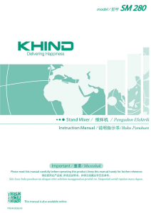 说明书 Khind SM280 站在搅拌机