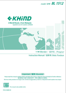 说明书 Khind BL1012 搅拌机