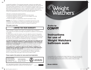 Manual Conair WW32 Weight Watchers Scale