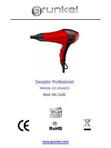 Manual de uso Grunkel SEC-22ACR Secador de pelo