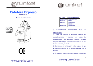 Manual de uso Grunkel EXPRESSCAF Máquina de café espresso