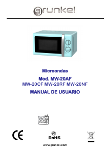 Manual de uso Grunkel MW-20CF Microondas
