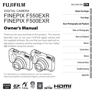 Manual Fujifilm FinePix F500EXR Digital Camera