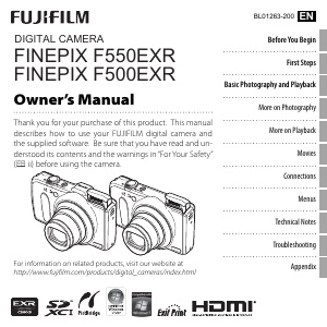 Handleiding Fujifilm FinePix F550EXR Digitale camera