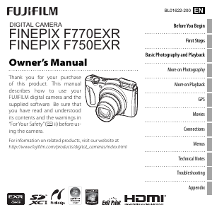 Manual Fujifilm FinePix F770EXR Digital Camera