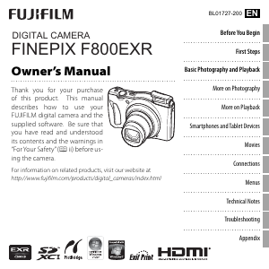 Manual Fujifilm FinePix F800EXR Digital Camera