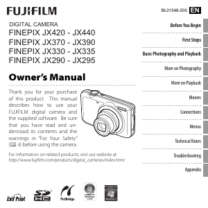 Handleiding Fujifilm FinePix JX290 Digitale camera