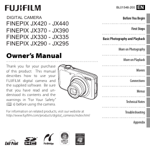 Manual Fujifilm FinePix JX330 Digital Camera