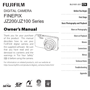 Handleiding Fujifilm Finepix JZ100 Digitale camera