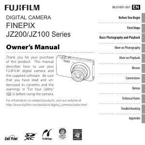Manual Fujifilm FinePix JZ250 Digital Camera