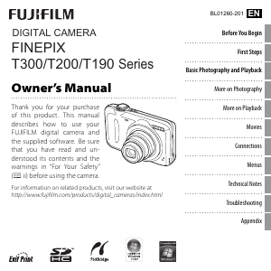 Bruksanvisning Fujifilm FinePix T200 Digitalkamera