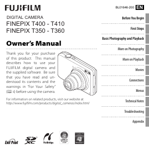 Manual Fujifilm FinePix T350 Digital Camera