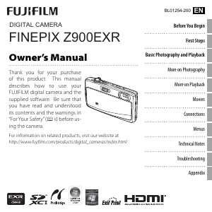 Manual Fujifilm FinePix Z900EXR Digital Camera