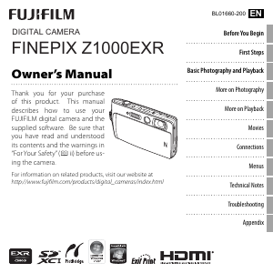 Manual Fujifilm FinePix Z1000EXR Digital Camera