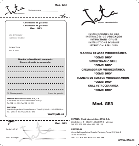 Manual de uso Jata GR3A Parrilla de mesa