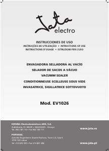 Manual Jata EV1026 Máquina vácuo