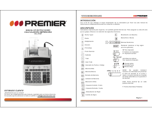 Manual de uso Premier CAL-2724P Calculadora con impresoras