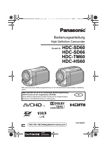 Bedienungsanleitung Panasonic HDC-SD66 Camcorder