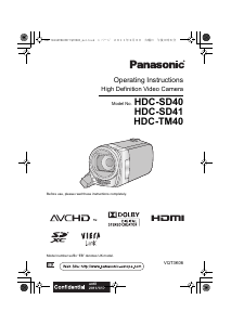 Manual Panasonic HDC-SD40EB Camcorder