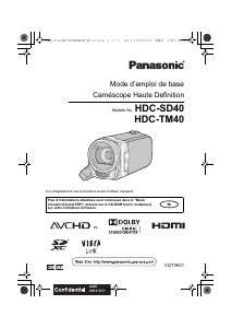 Mode d’emploi Panasonic HDC-TM40EF Caméscope