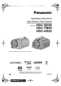 Manual Panasonic HDC-HS25 Camcorder