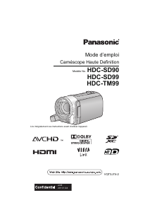 Mode d’emploi Panasonic HDC-SD90EF Caméscope