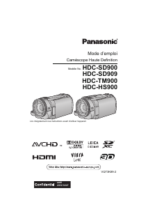 Mode d’emploi Panasonic HDC-SD900EF Caméscope