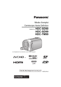 Mode d’emploi Panasonic HDC-TM99EF Caméscope