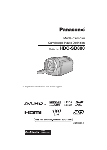 Mode d’emploi Panasonic HDC-SD800EF Caméscope
