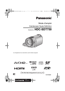 Mode d’emploi Panasonic HDC-SDT750EF Caméscope