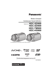 Mode d’emploi Panasonic HDC-SD909EF Caméscope