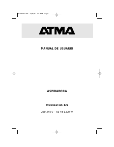 Manual de uso Atma AS876 Aspirador