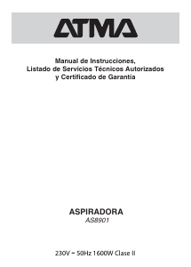 Manual de uso Atma AS8901 Aspirador