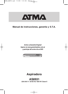 Manual de uso Atma AS8931 Aspirador