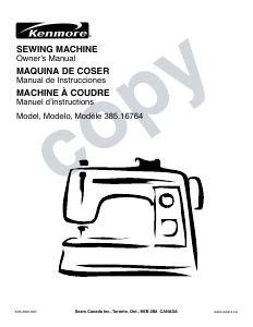 Manual de uso Kenmore 385.16764 Máquina de coser