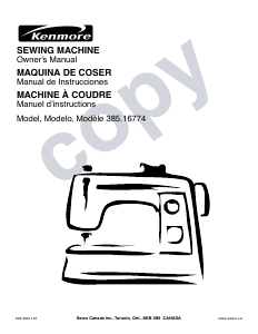 Manual de uso Kenmore 385.16774 Máquina de coser