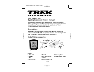Manual Trek Sensor 2.0 Cycling Computer