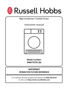 Bruksanvisning Russell Hobbs RH8CTD701 Torktumlare