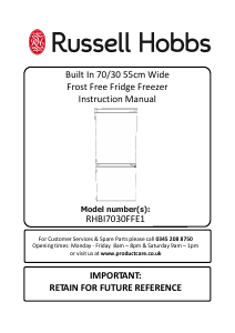 Manual Russell Hobbs RHBI7030FFE1 Fridge-Freezer