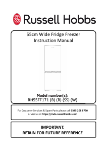 Handleiding Russell Hobbs RH55FF171W Koel-vries combinatie
