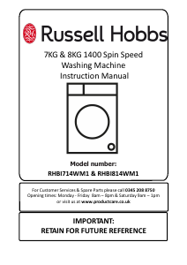 Manual Russell Hobbs RHBI7140WM1 Washing Machine