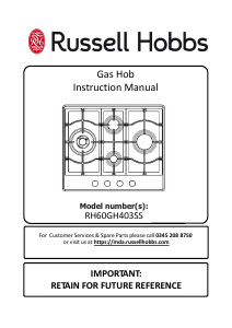 Handleiding Russell Hobbs RH60GH403SS Kookplaat