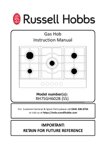 Manual Russell Hobbs RH75GH602B Hob