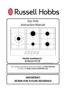 Manual Russell Hobbs RH86GH701B Hob