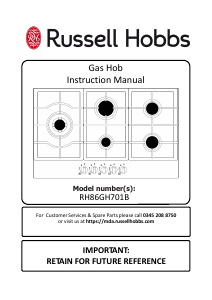 Handleiding Russell Hobbs RH86GH701B Kookplaat