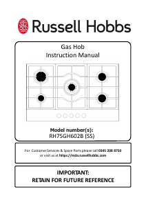 Handleiding Russell Hobbs RH75GH602SS Kookplaat