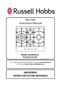 Manual Russell Hobbs RH60GH403B Hob